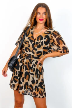 Mi Amore - Beige Leopard Print Belted Mini Dress -Deals Modashka Store MiAmore BeigeLeopardPrintBeltedMiniDress 3