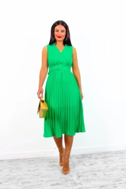 Midsummer Love - Green Pleated Midi Dress -Deals Modashka Store MidsummerLove GreenPleatedMidiDress5