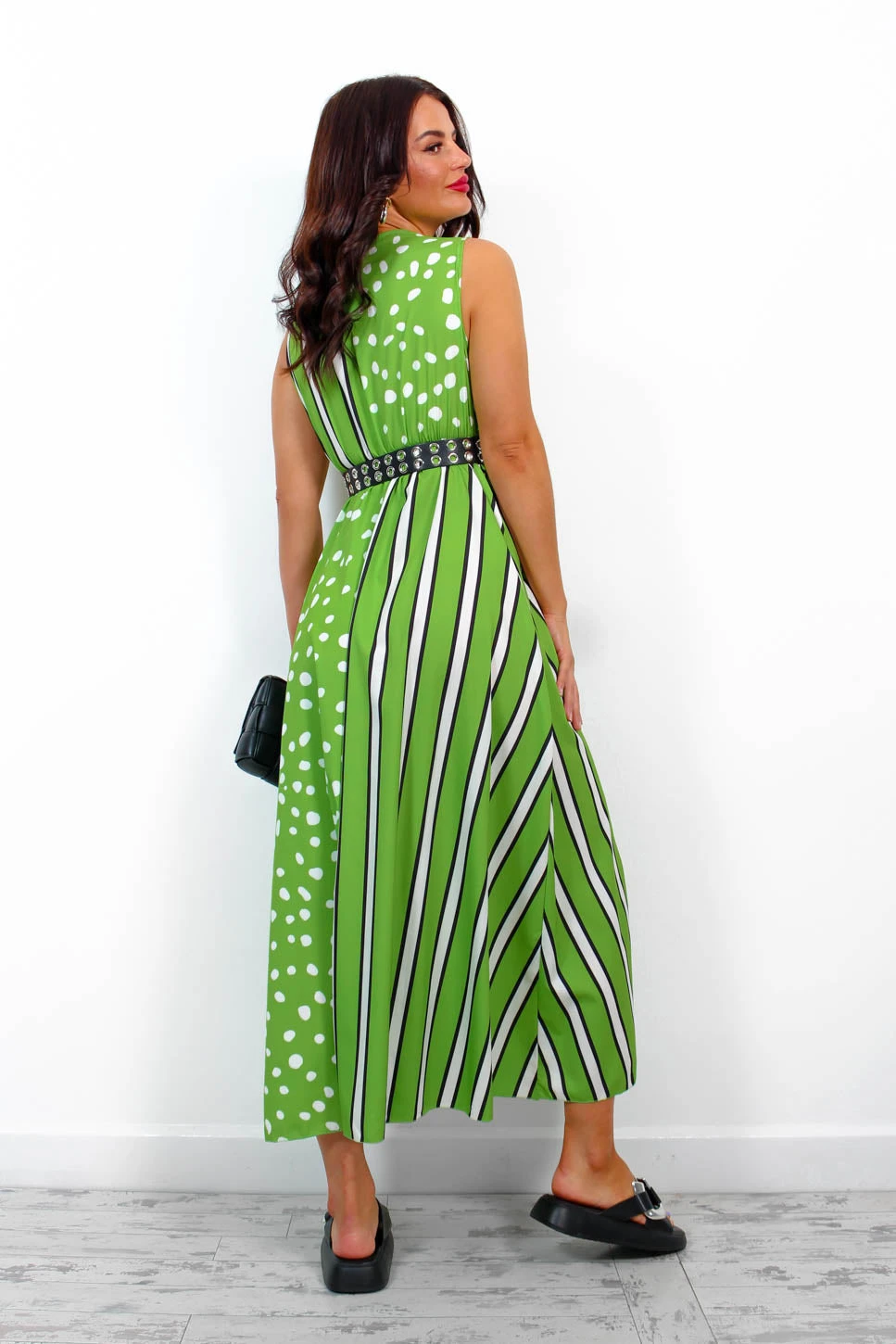 Mixed Messages - Green Polka Dot Striped Midi Dress 8 Mixed Messages - Green Polka Dot Striped Midi Dress - Image 6