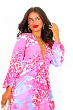 Modern Love - Fuchsia Lilac Leopard Midi Wrap Dress 13 Modern Love - Fuchsia Lilac Leopard Midi Wrap Dress -Deals Modashka Store ModernLove FuchsiaLilacLeopardMidiWrapDress5