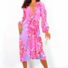 Modern Love - Fuchsia Lilac Leopard Midi Wrap Dress