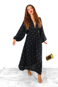 Moment Of Serendipity - Black Gold Sequin Boho Maxi Dress -Deals Modashka Store MomentOfSerendipity BlackGoldSequinBohoMaxiDress 5