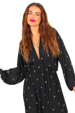 Deals Modashka Store -Deals Modashka Store MomentOfSerendipity BlackGoldSequinBohoMaxiDress 6