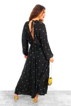 Moment Of Serendipity - Black Gold Sequin Boho Maxi Dress -Deals Modashka Store MomentOfSerendipity BlackGoldSequinBohoMaxiDress 7