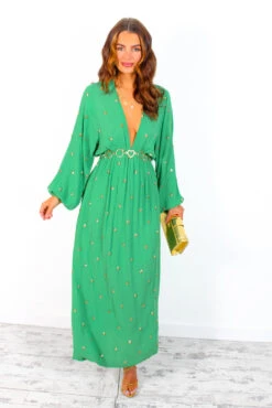 Moment Of Serendipity - Green Gold Sequin Boho Maxi Dress -Deals Modashka Store MomentOfSerendipity GreenGoldSequinBohoMaxiDress 4
