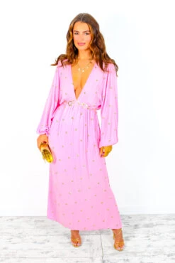 Moment Of Serendipity - Pink Gold Sequin Boho Maxi Dress -Deals Modashka Store MomentOfSerendipity PinkGoldSequinBohoMaxiDress 5