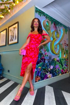 Deals Modashka Store -Deals Modashka Store My Beloved Red Pink Floral Midi Dress 1