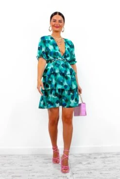 Catwalk Nearly Perfect - Green Blue Tiered Mini Dress -Deals Modashka Store NearlyPerfect GreenBlueTieredMiniDress 3