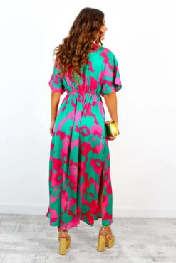 Once In A Lifetime - Green Fuchsia Floral Maxi Dress -Deals Modashka Store OnceInALifetime GreenFuchsiaFloralMaxiDress 2