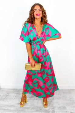 Once In A Lifetime - Green Fuchsia Floral Maxi Dress -Deals Modashka Store OnceInALifetime GreenFuchsiaFloralMaxiDress 6