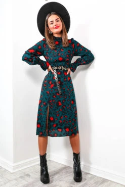 Out Of Time - Forest Burnt Orange High Neck Midi Dress -Deals Modashka Store OutOfTime ForestBurntOrangeHighNeckMidiDress2