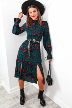 Out Of Time - Forest Burnt Orange High Neck Midi Dress -Deals Modashka Store OutOfTime ForestBurntOrangeHighNeckMidiDress5