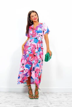 Out Your League - Pink Multi Watercolour Midi Dress -Deals Modashka Store OutYourLeague PinkMultiWatercolourMidiDress 1