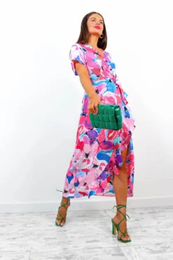 Out Your League - Pink Multi Watercolour Midi Dress -Deals Modashka Store OutYourLeague PinkMultiWatercolourMidiDress 5