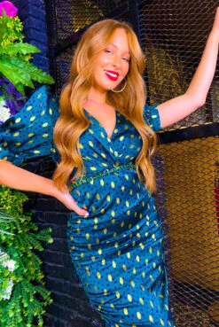 Part Of Your World - Forest Gold Spot Frilled Midi Dress -Deals Modashka Store Part Of Your World Forest Gold Spot Frilled Midi Dress1