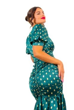 Part Of Your World - Forest Gold Spot Frilled Midi Dress -Deals Modashka Store PartOfYourWorld ForestGoldSpotFrilledMidiDress 4