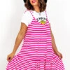Read Between The Lines - Pink White Mini Dress -Deals Modashka Store Pink And White Striped Tie Strap Mini Dress 1