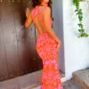 Real Life Fantasy - Orange Pink Floral Halter Neck Maxi Dress 1 Real Life Fantasy - Orange Pink Floral Halter Neck Maxi Dress -Deals Modashka Store RealLife Fantasy Orange PinkFloral Halter Neck Maxi Dress 1