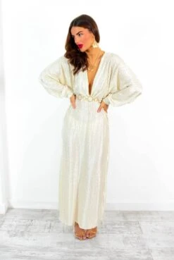 She Takes First Plisse - Champagne Plisse Maxi Dress -Deals Modashka Store SheTakesFirstPlisse ChampagnePlisseMaxiDress 1