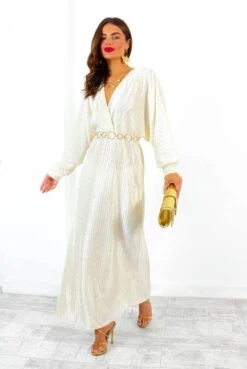 She Takes First Plisse - Champagne Plisse Maxi Dress -Deals Modashka Store SheTakesFirstPlisse ChampagnePlisseMaxiDress 2