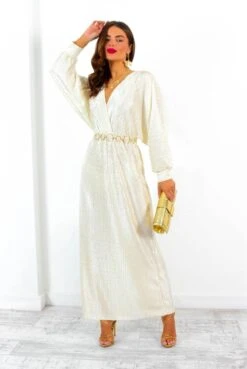 She Takes First Plisse - Champagne Plisse Maxi Dress -Deals Modashka Store SheTakesFirstPlisse ChampagnePlisseMaxiDress 3