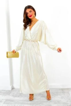 She Takes First Plisse - Champagne Plisse Maxi Dress -Deals Modashka Store SheTakesFirstPlisse ChampagnePlisseMaxiDress 4