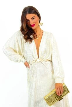 She Takes First Plisse - Champagne Plisse Maxi Dress -Deals Modashka Store SheTakesFirstPlisse ChampagnePlisseMaxiDress 5