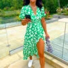 Shes Cute - Green Leopard Print Midi Dress -Deals Modashka Store She s Cute Green Leopard Print Midi Dress