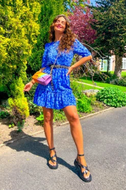 Shes Perfect - Cobalt Leopard Print Mini Dress -Deals Modashka Store She s Perfect Cobalt Leopard Print Mini Dress2