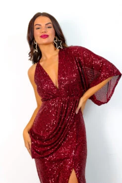 Shes A Goddess - Wine Sequin Grecian Maxi Dress 11 Shes A Goddess - Wine Sequin Grecian Maxi Dress -Deals Modashka Store She sAGoddess WineSequinGrecianMaxiDress 6