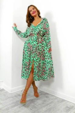 Shes Ferocious - Green Leopard Print Shirt Dress -Deals Modashka Store She sFerocious GreenLeopardPrintShirtDress4