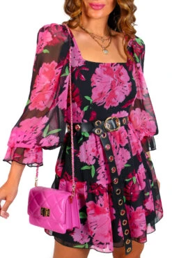 She's So Sweet - Black Pink Floral Mini Dress -Deals Modashka Store She sSoSweet BlackPinkFloralMiniDress