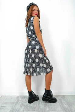 Sheer Outrage - Black Ecru Spot Midi Dress -Deals Modashka Store SheerOutrage BlackEcruSpotMidiDress3