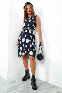 Sheer Outrage - Black White Polka Dot Midi Dress -Deals Modashka Store SheerOutrage BlackWhitePolkaDotMidiDress2