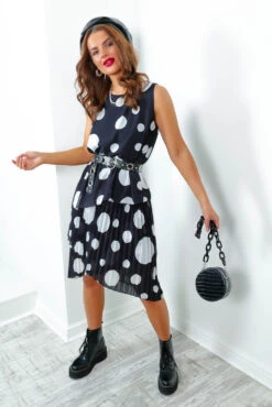 Sheer Outrage - Black White Polka Dot Midi Dress -Deals Modashka Store SheerOutrage BlackWhitePolkaDotMidiDress3