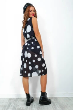 Sheer Outrage - Black White Polka Dot Midi Dress -Deals Modashka Store SheerOutrage BlackWhitePolkaDotMidiDress5