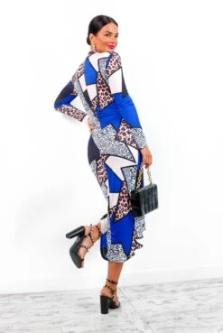 Simple And Elegant - Cobalt Animal Print Midi Dress -Deals Modashka Store SimpleandElegant CobaltAnimalPrintMidiDress 4