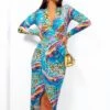 Simple And Elegant - Ocean Blue Multi Leopard Midi Dress -Deals Modashka Store SimpleandElegant OceanBlueMultiLeopardMidiDress4