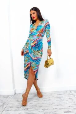 Simple And Elegant - Ocean Blue Multi Leopard Midi Dress 13 Simple And Elegant - Ocean Blue Multi Leopard Midi Dress -Deals Modashka Store SimpleandElegant OceanBlueMultiLeopardMidiDress5