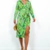 Social Climber - Green Multi Leaf Print Midi Wrap Dress 2 Social Climber - Green Multi Leaf Print Midi Wrap Dress -Deals Modashka Store SocialClimber GreenMultiLeafPrintMidiWrapDress2