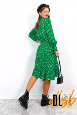 Some Like It Dot - Green Polka Dot Midi Wrap Dress -Deals Modashka Store SomeLikeItDot GreenPolkaDotMidiWrapDress1