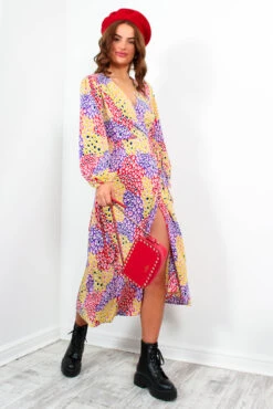 Soul Of Sunshine - Purple Multi Printed Midi Dress -Deals Modashka Store SoulOfSunshine PurpleMultiPrintedMidiDress3