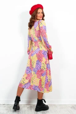 Soul Of Sunshine - Purple Multi Printed Midi Dress -Deals Modashka Store SoulOfSunshine PurpleMultiPrintedMidiDress4