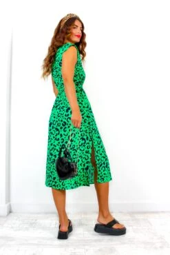 Spot My Baby - Green Leopard Print Midi Dress -Deals Modashka Store SpotMyBaby GreenLeopardPrintMidiDress 3