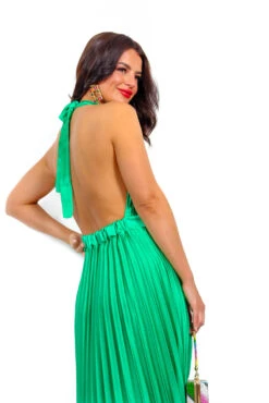 Stolen Moment - Green Halter Neck Pleated Maxi Dress -Deals Modashka Store StolenMoment GreenHalterNeckPleatedMaxiDress 2