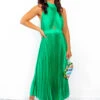 Stolen Moment - Green Halter Neck Pleated Maxi Dress -Deals Modashka Store StolenMoment GreenHalterNeckPleatedMaxiDress 4