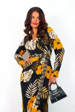 Sweet Life - Black Yellow Floral Maxi Dress -Deals Modashka Store SweetLife BlackYellowFloralMaxiDress 1