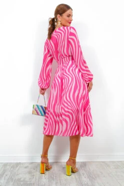 Swirl Next Door - Pink Two Tone Pleated Midi Dress -Deals Modashka Store SwirlNextDoor PinkTwoTonePleatedMidiDress 3