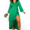 Take Me Out - Emerald Satin Long Sleeve Wrap Maxi Dress 1 Take Me Out - Emerald Satin Long Sleeve Wrap Maxi Dress -Deals Modashka Store TakeMeOut EmeraldSatinLongSleeveWrapMaxiDress 2
