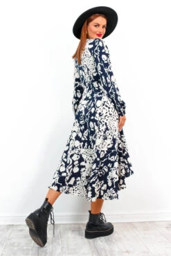 Take The Hint - Navy Ecru Wrap Midi Dress -Deals Modashka Store TakeTheHint NavyWhiteWrapMidiDress3